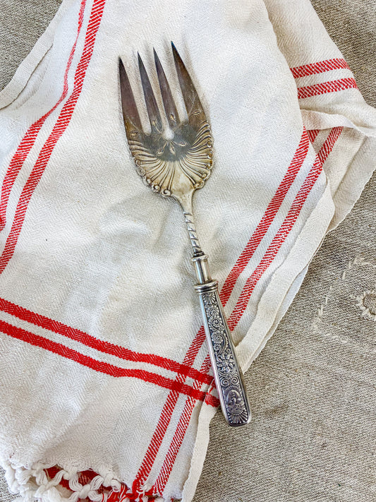 Antique Silverplate Assyrian Head Cold Meat Fork, c1886
