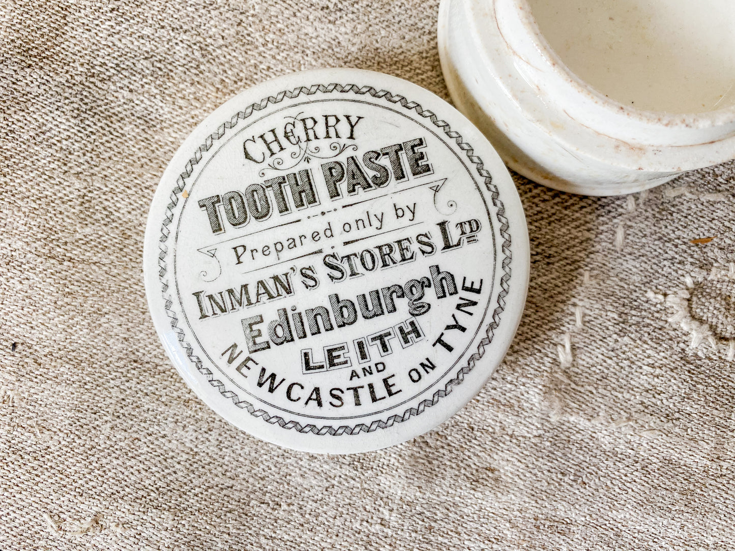 Antique Inman’s Cherry Toothpaste Pot & Lid