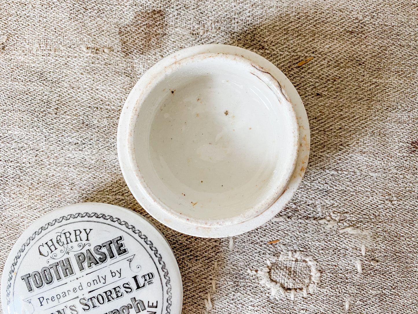Antique Inman’s Cherry Toothpaste Pot & Lid