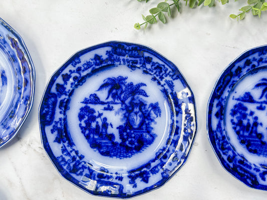 Antique Flow Blue 7.5” Plate - Cabul by Challinor, c1880 (7 Available)