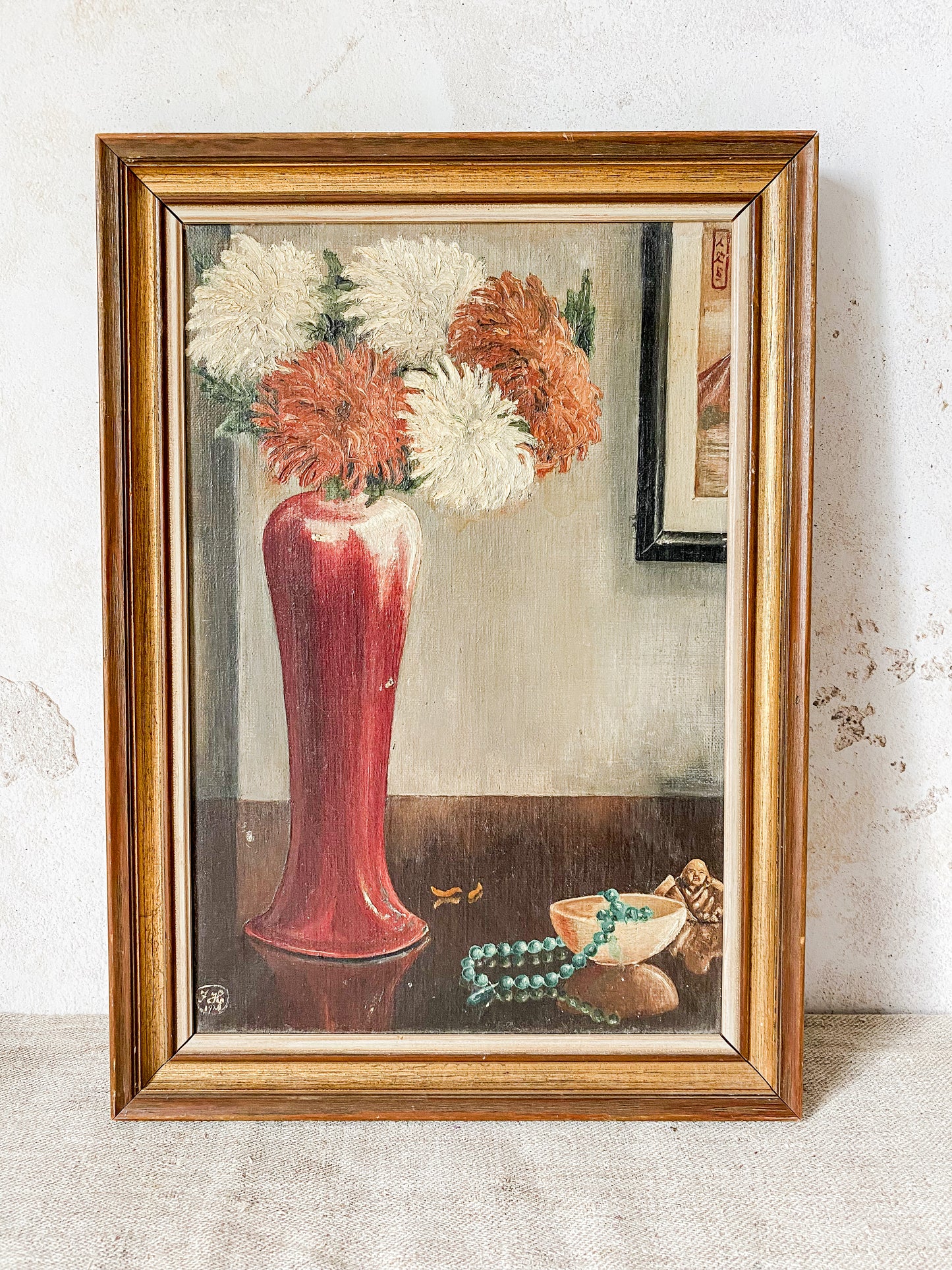 Vintage Signed Still Life of Chrysanthemums