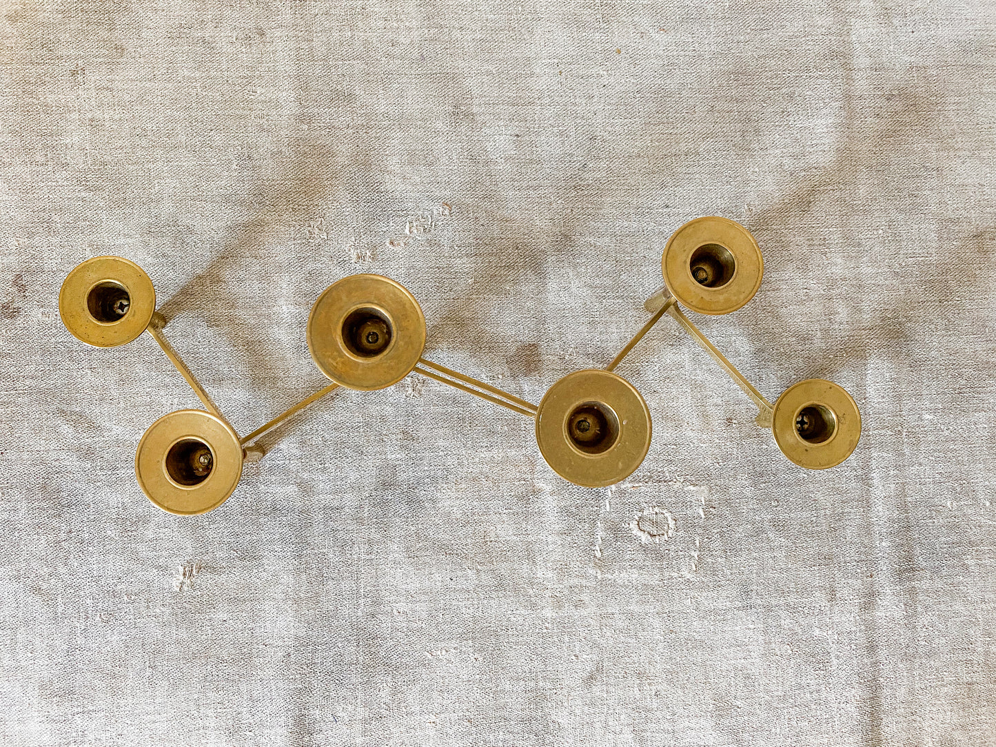 Vintage Midcentury Brass Folding Articulated Candlestick Centerpiece