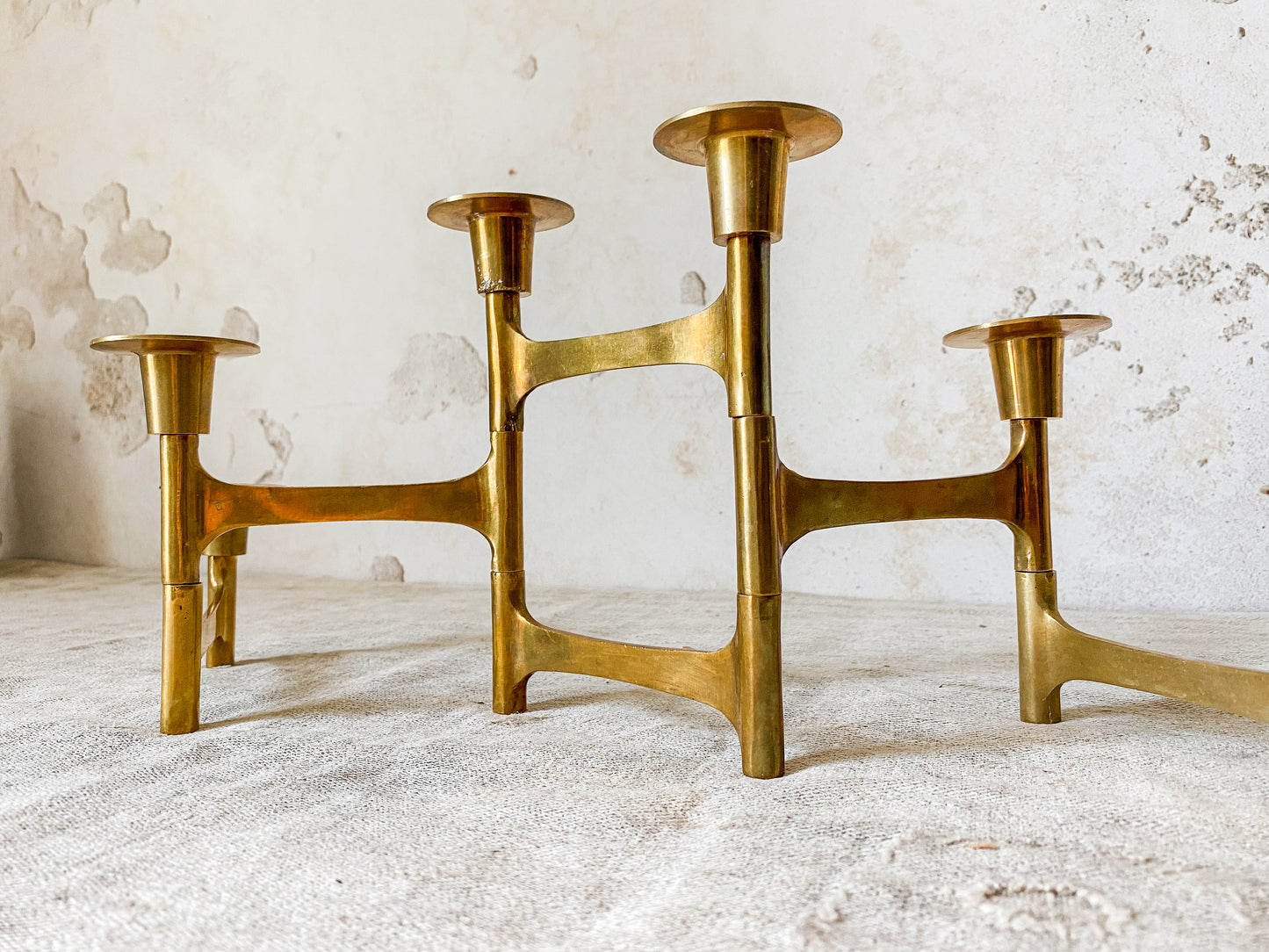 Vintage Midcentury Brass Folding Articulated Candlestick Centerpiece