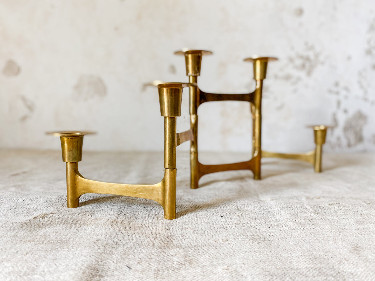Vintage Midcentury Brass Folding Articulated Candlestick Centerpiece