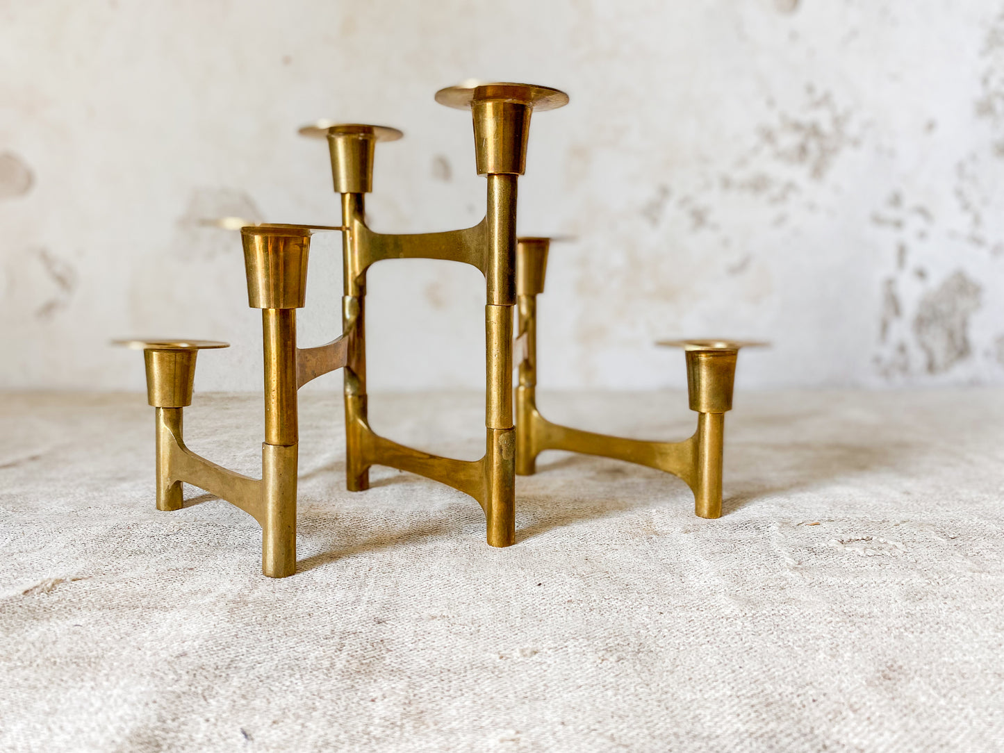 Vintage Midcentury Brass Folding Articulated Candlestick Centerpiece