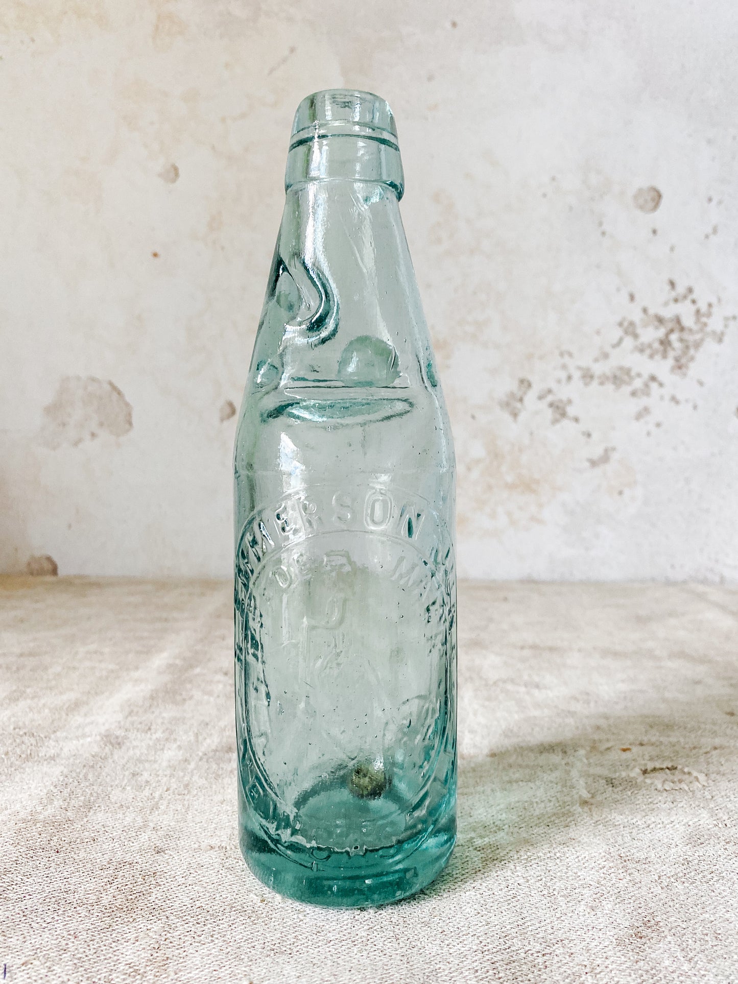 Antique English Pictorial Codd Bottle - R. Emmerson Junior, Newcastle