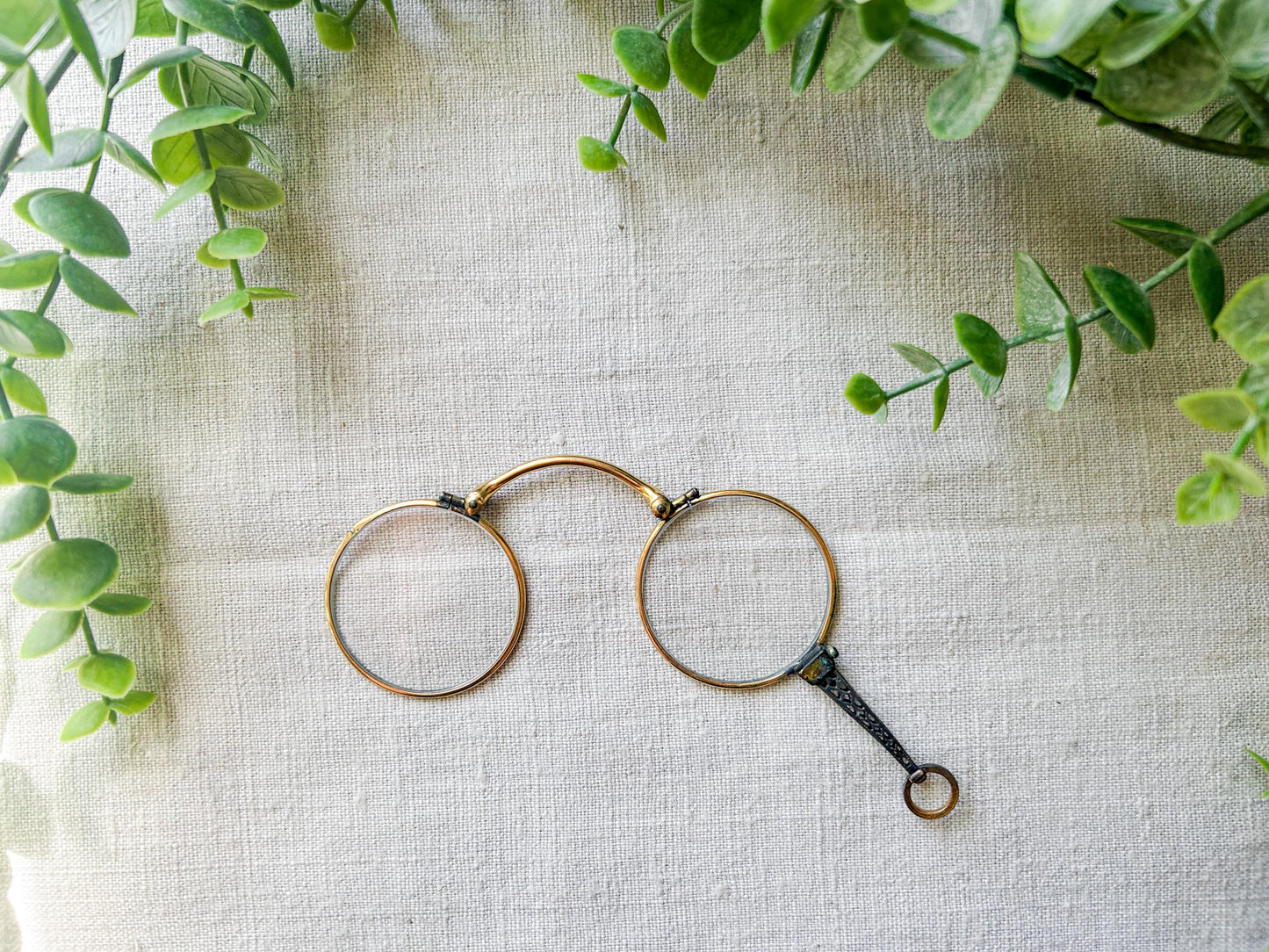 Antique Gold-Plated Spring-Loaded Folding Lorgnette Opera Glasses