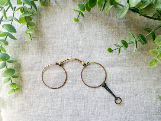 Antique Gold-Plated Spring-Loaded Folding Lorgnette Opera Glasses