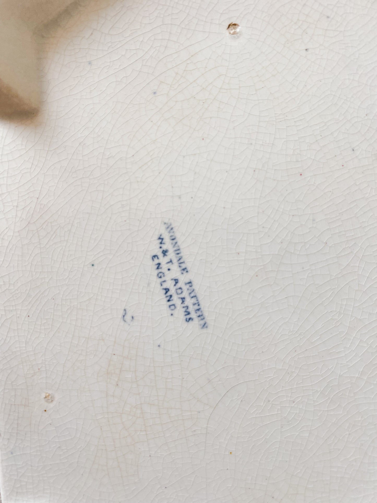 Antique “Avondale” Blue Transferware Ironstone Covered Vegetable Dish by W. & T. Adams