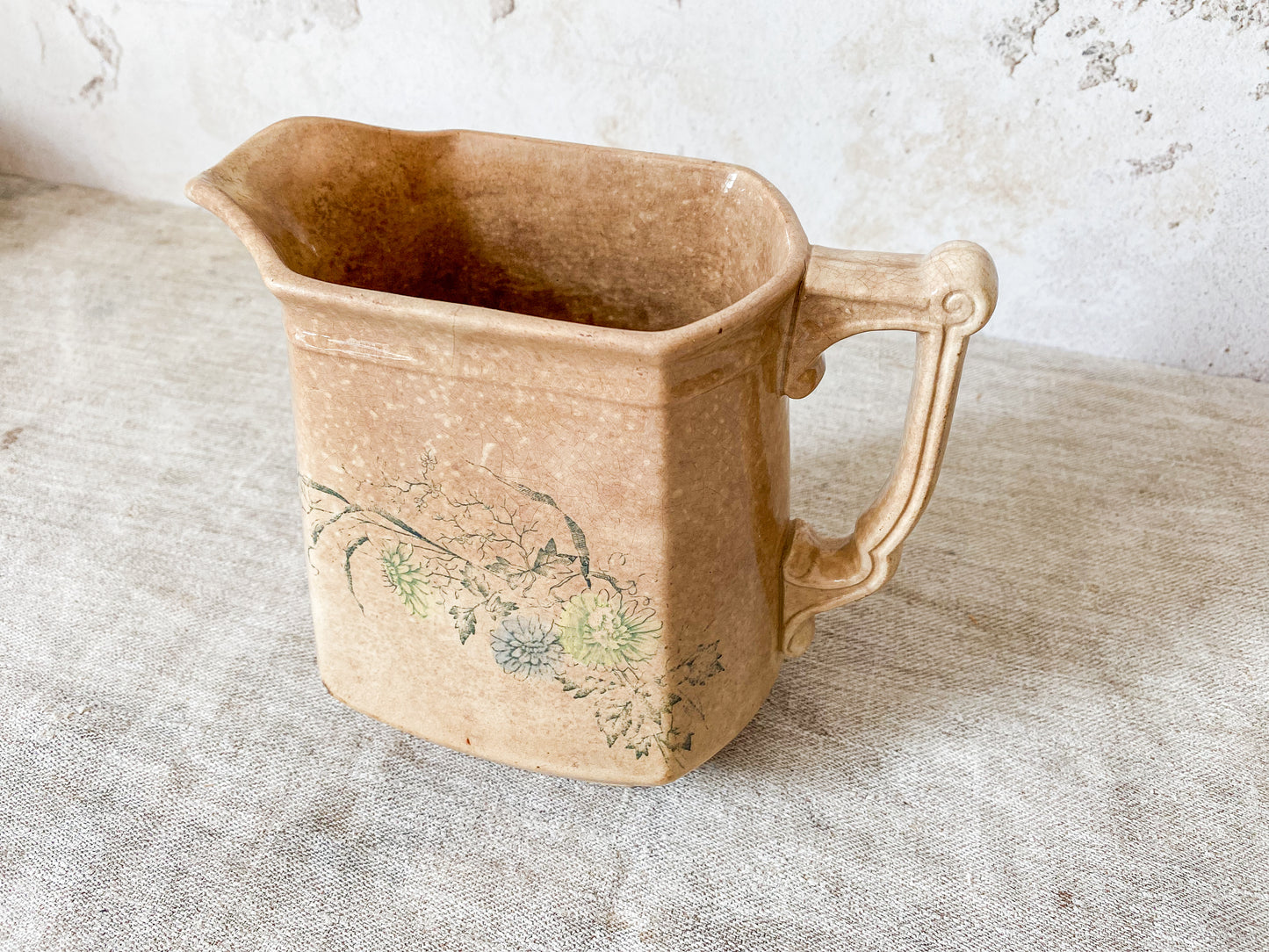 Antique Heavily Stained & Crazed Ironstone Pitcher