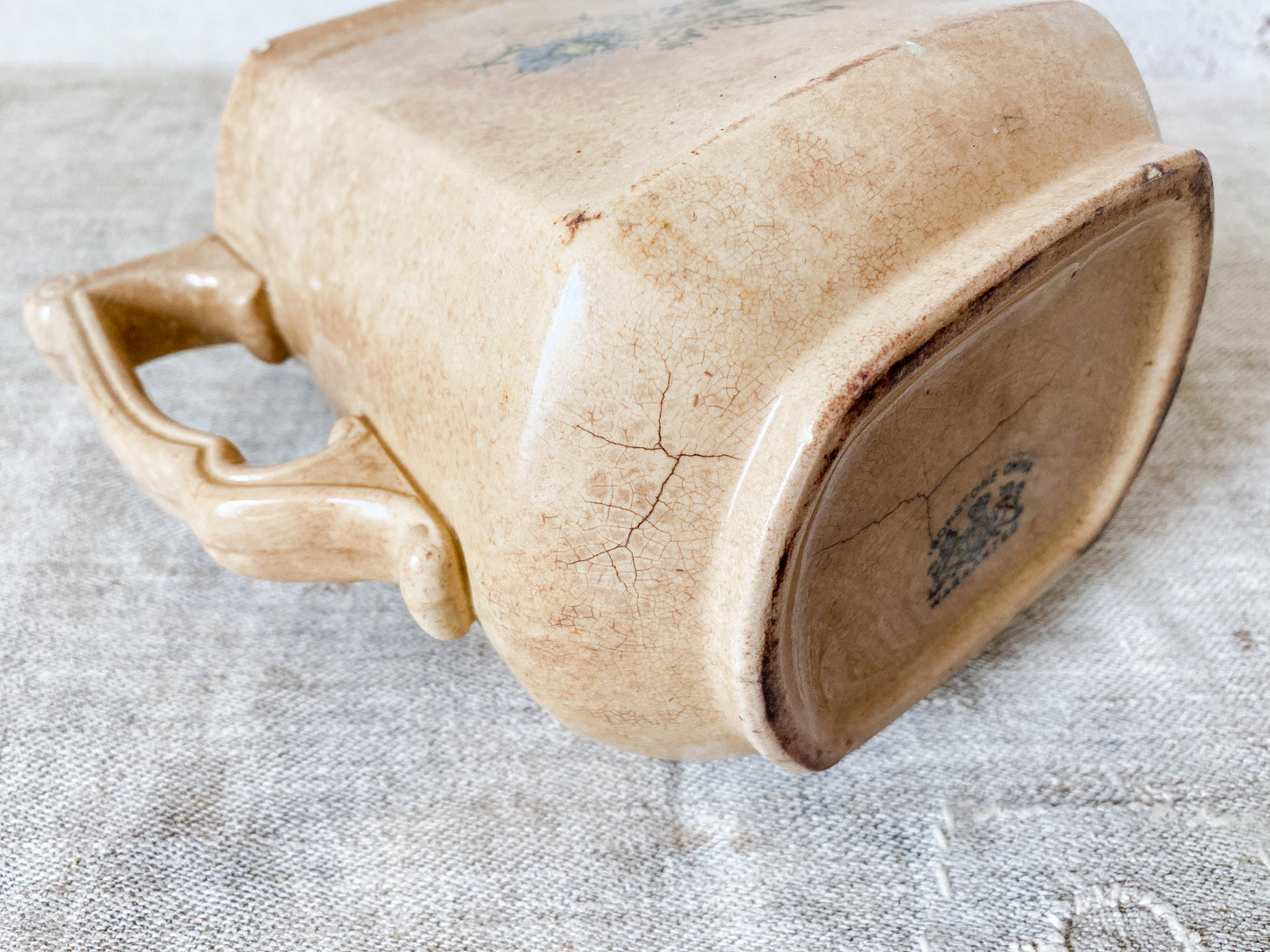 Antique Heavily Stained & Crazed Ironstone Pitcher