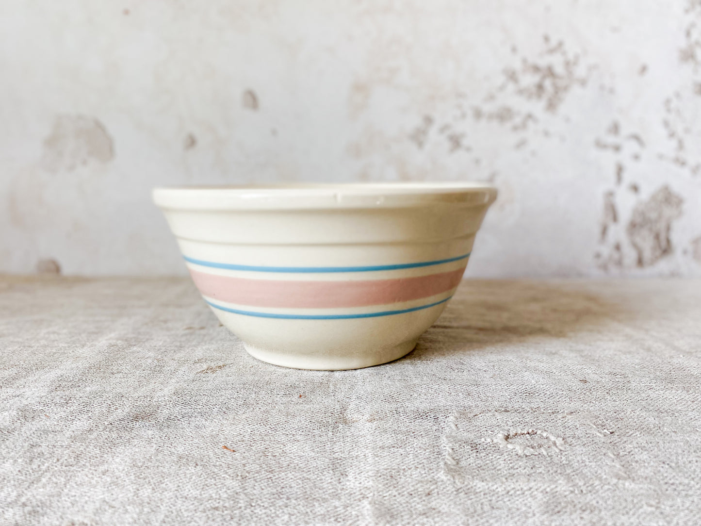 Vintage McCoy Ovenproof Blue & Pink Striped 8” Mixing Bowl