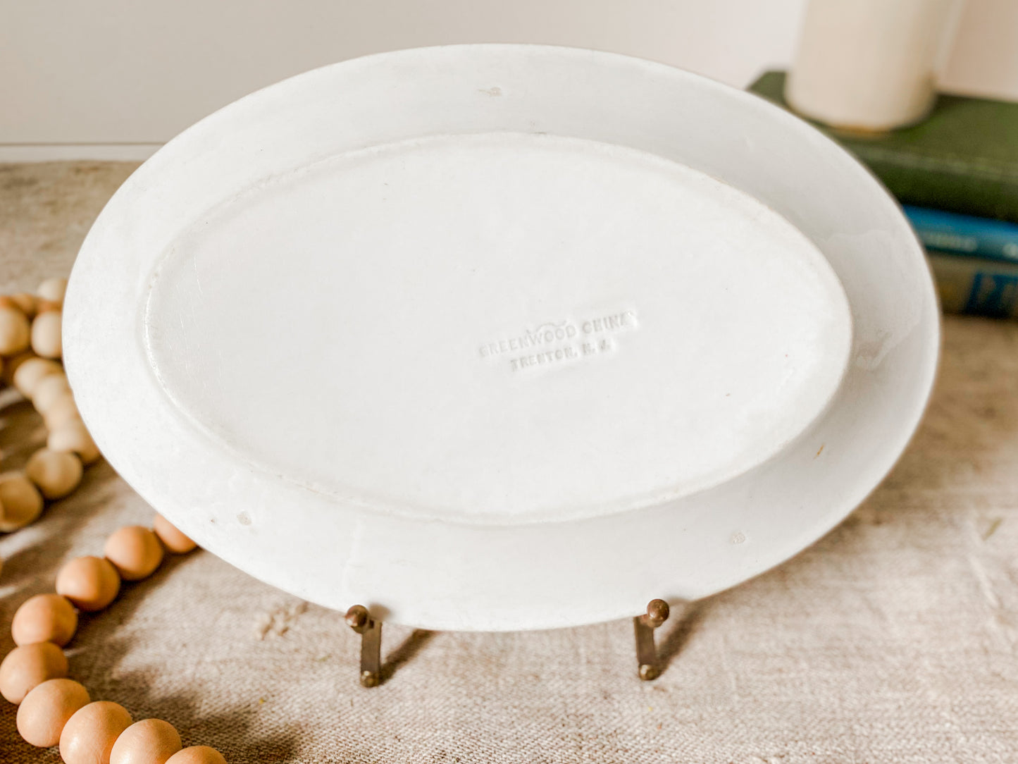 Antique Greenwood China Chunky Early Restaurant Ware 10" Platter, c1890