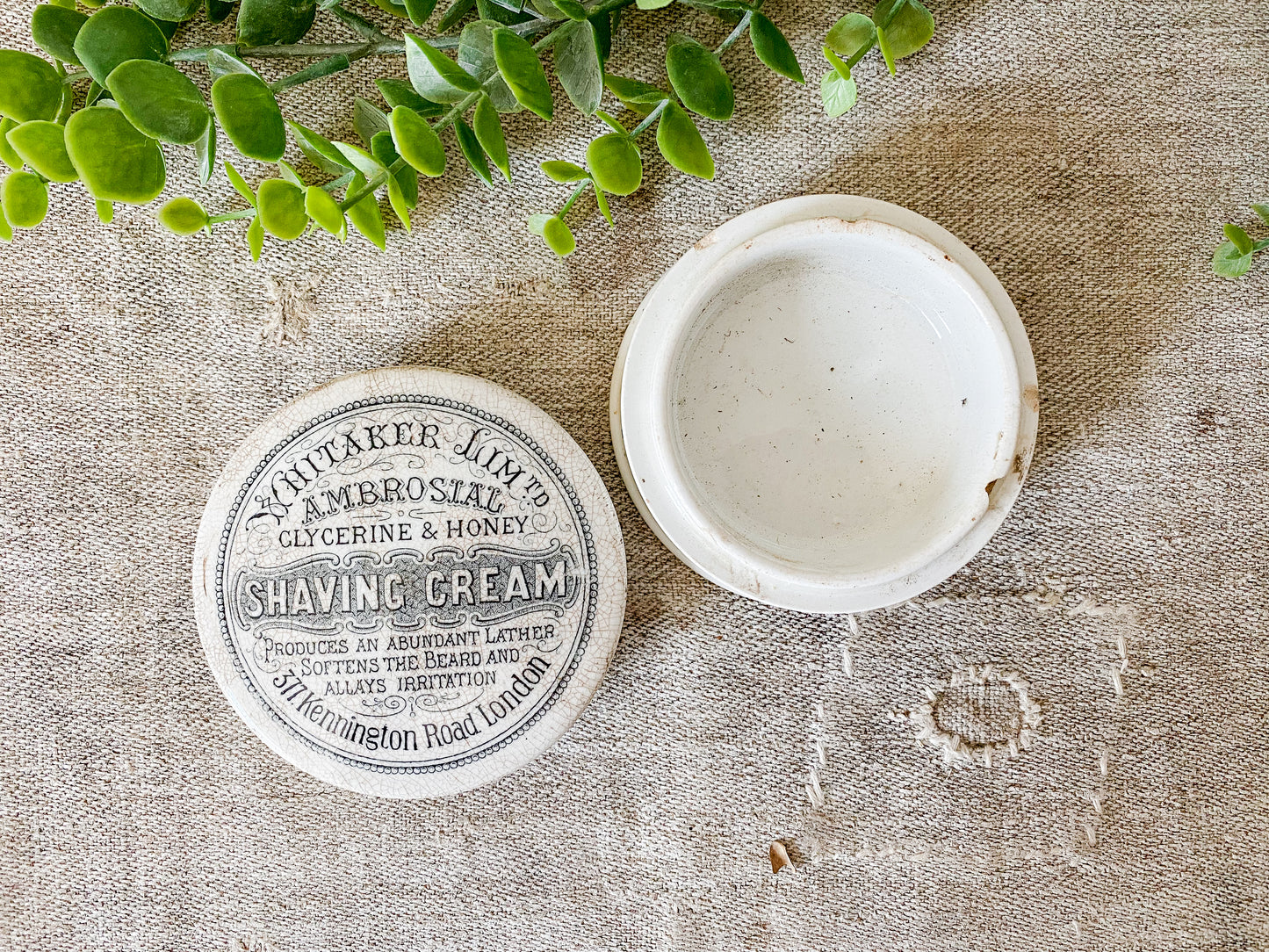 Antique Whitaker Ltd. Shaving Cream English Pot & Lid