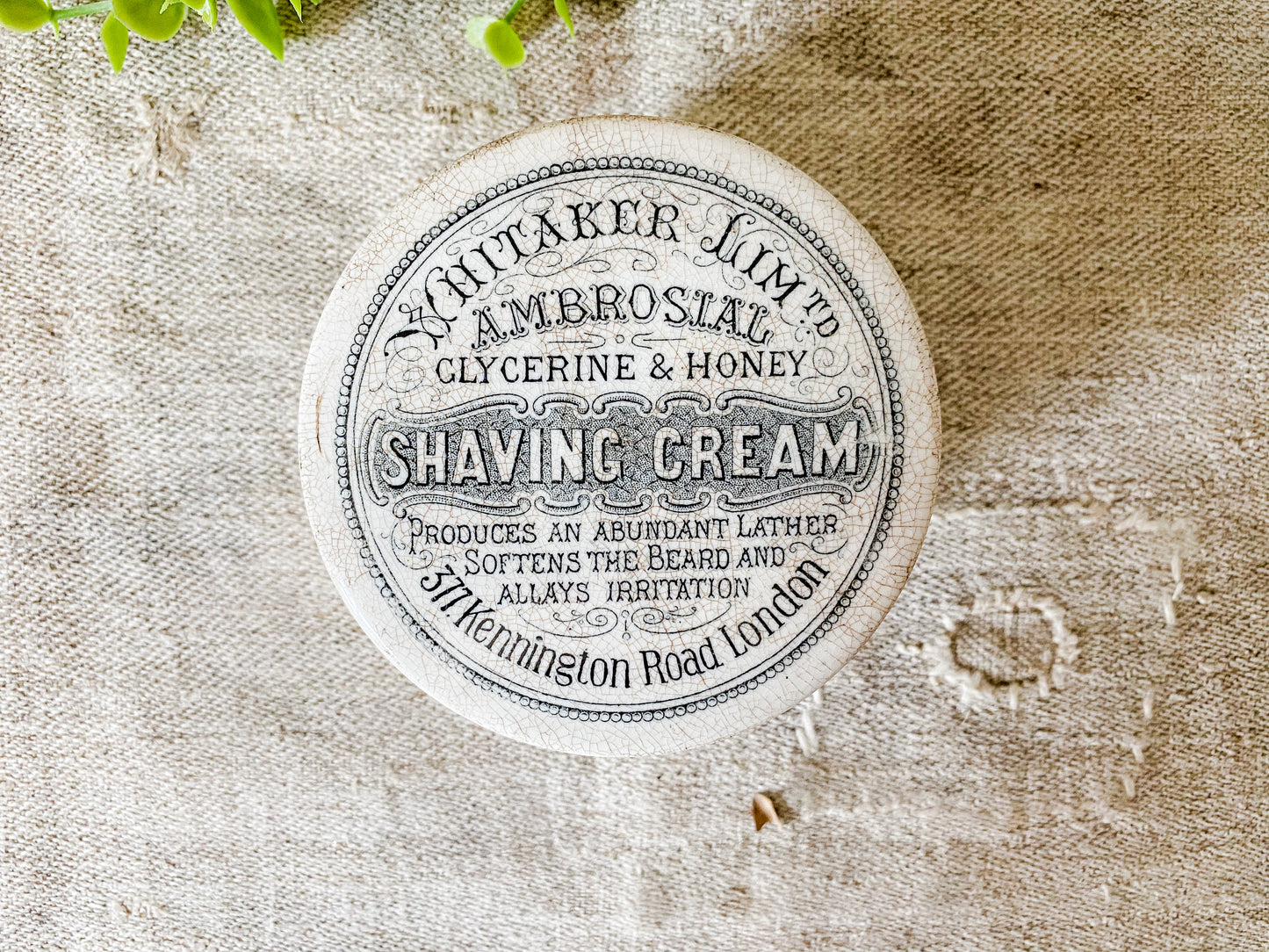 Antique Whitaker Ltd. Shaving Cream English Pot & Lid