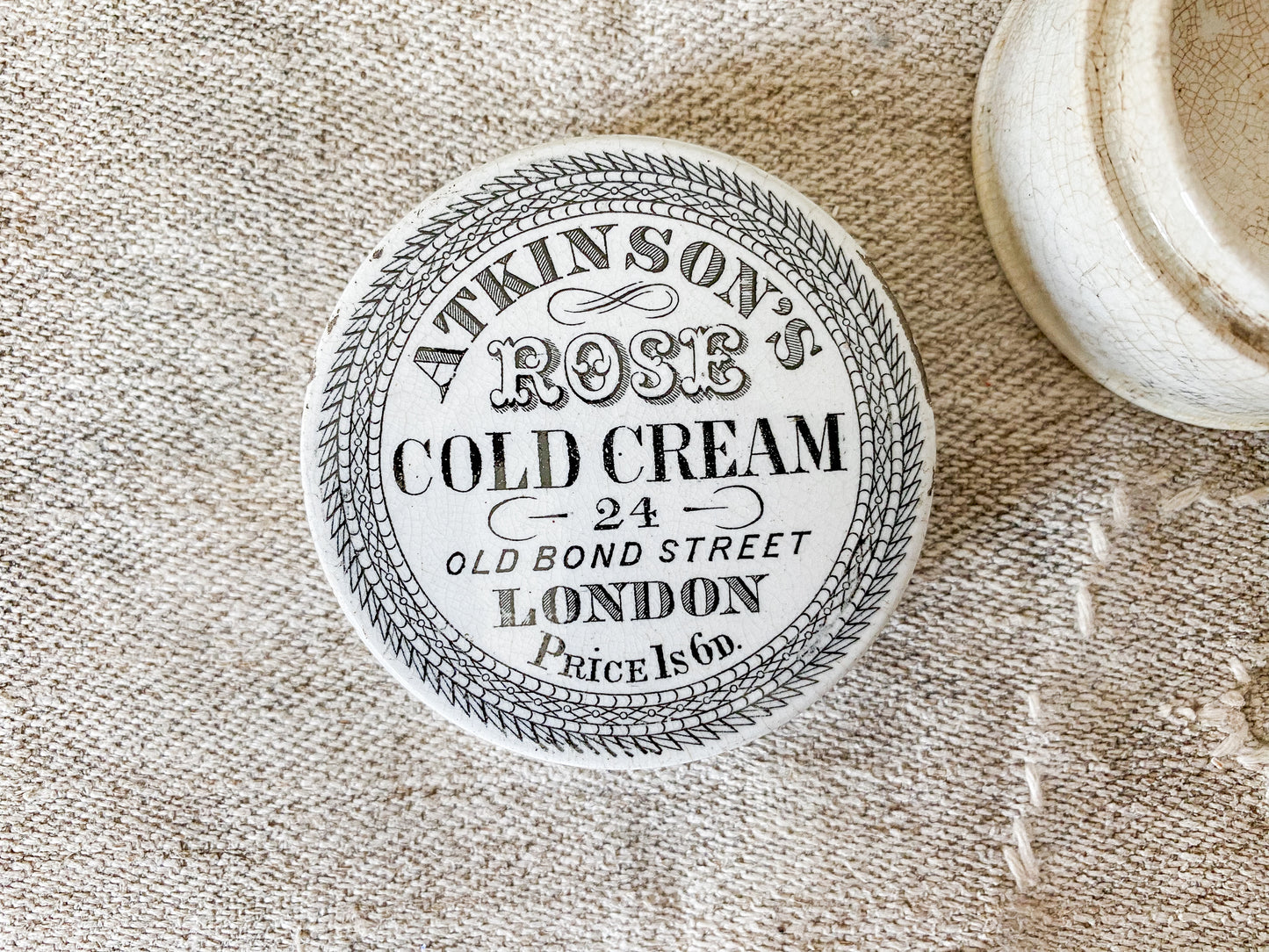 Antique Atkinson’s Rose Cold Cream English Pot & Lid