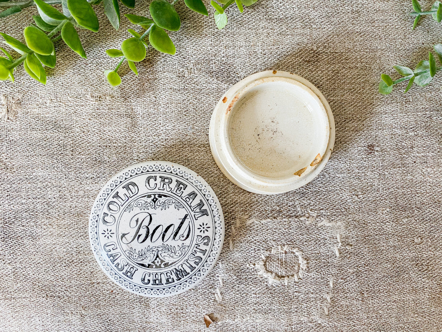 Antique Boots Chemists Cold Cream English Pot & Lid