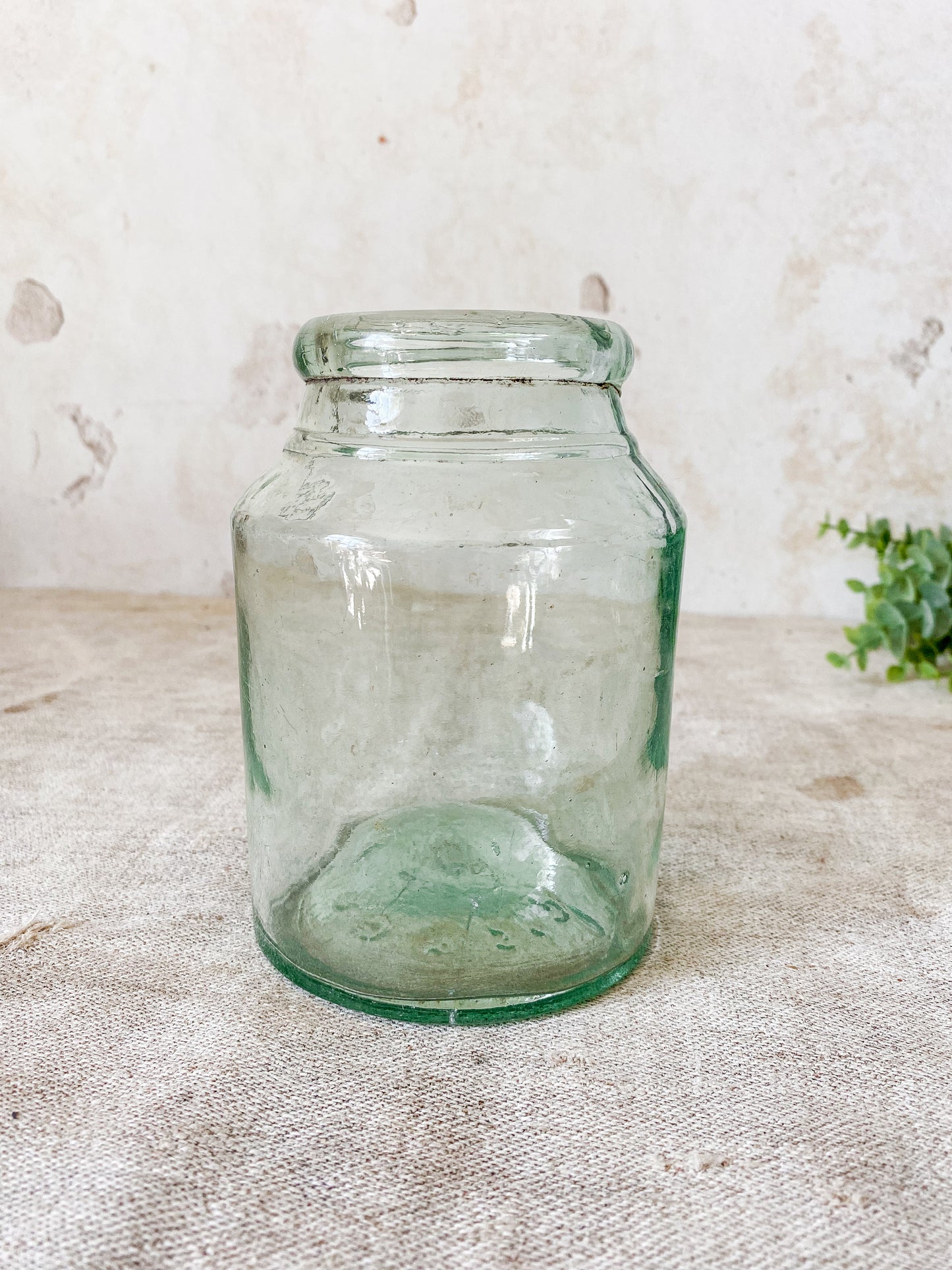 Antique English Green Glass Fruit Canning Jar