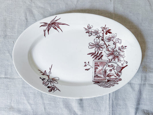 Vintage Brown Transferware Aesthetic Movement Ironstone Platter Kenilworth By Alcock