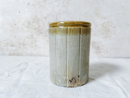 Antique English Honey Top Ribbed Marmalade Pot