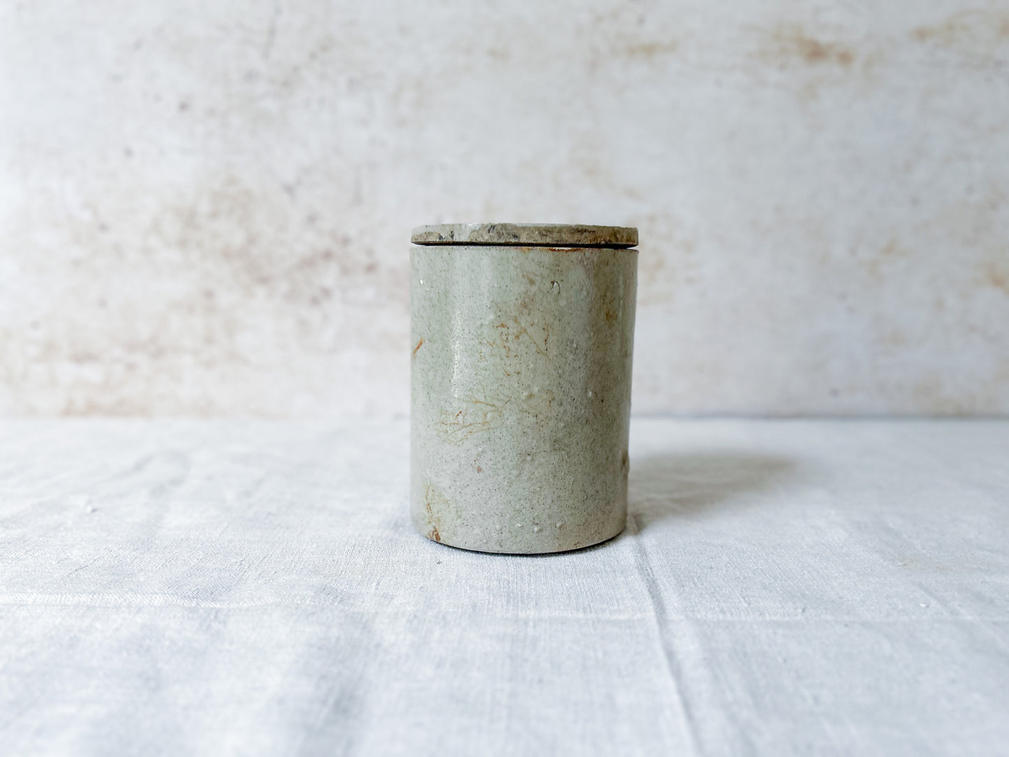 Antique English Stoneware Jar With Lid