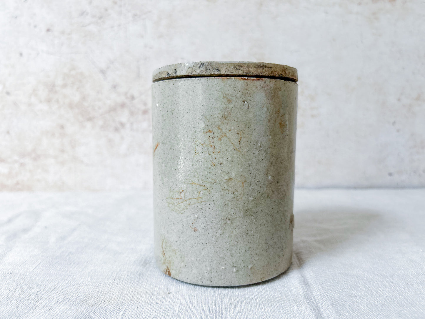 Antique English Stoneware Jar With Lid