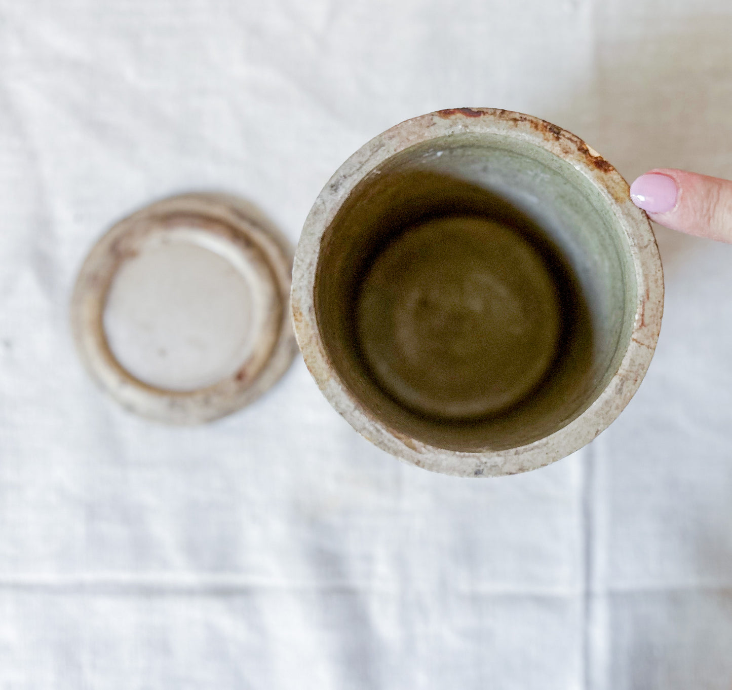Antique English Stoneware Jar With Lid