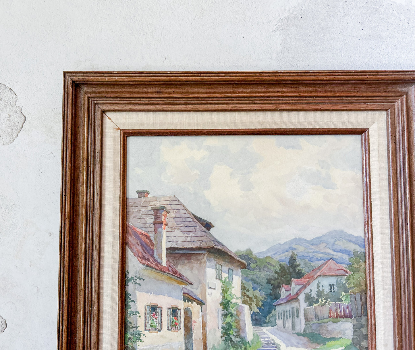 Alpine Village Original Watercolor by A. Schmidt