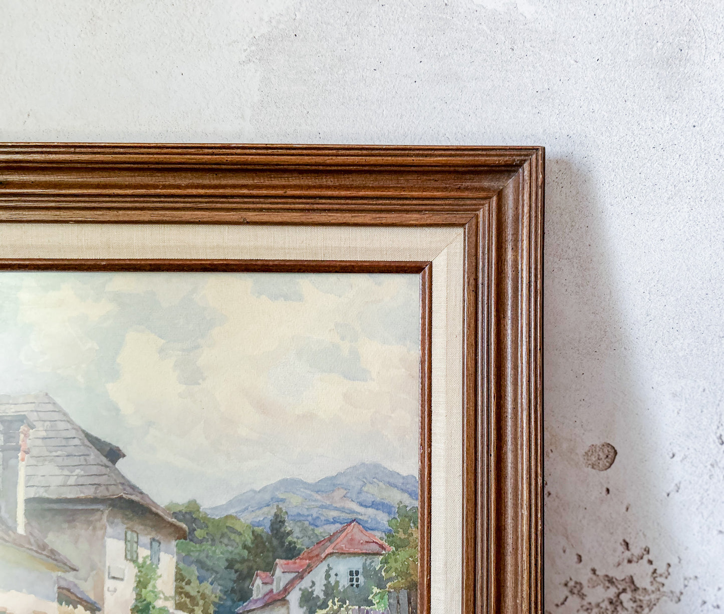 Alpine Village Original Watercolor by A. Schmidt
