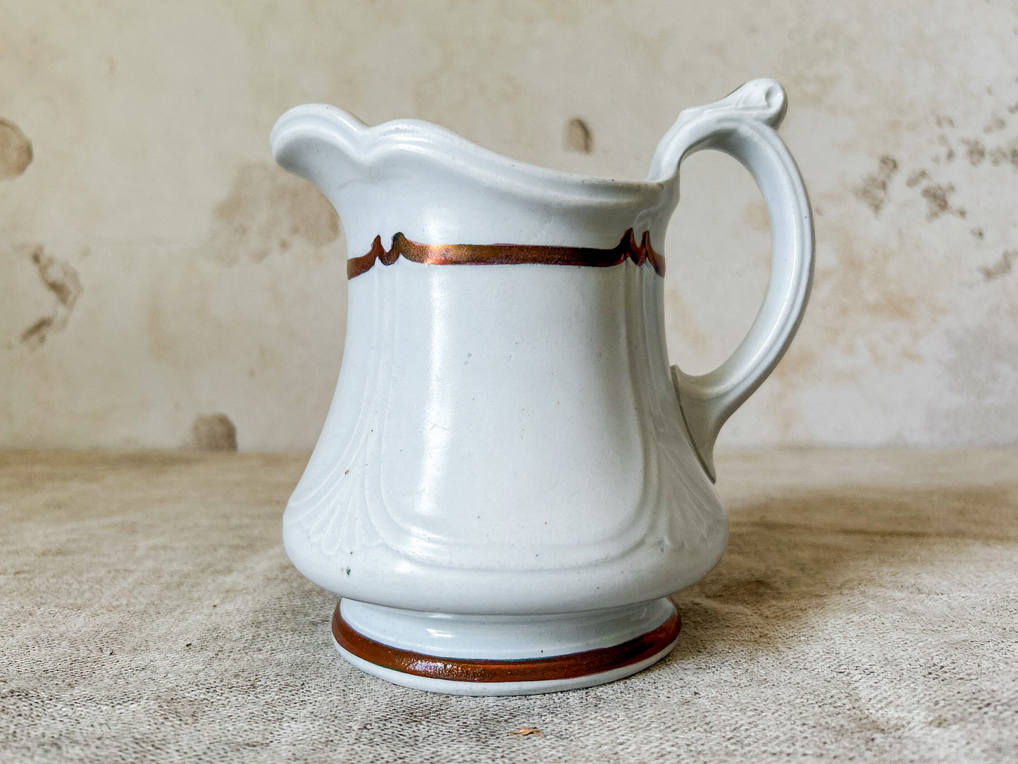 Antique Ironstone Pitcher - Niagra Shape by E. Walley, c1860