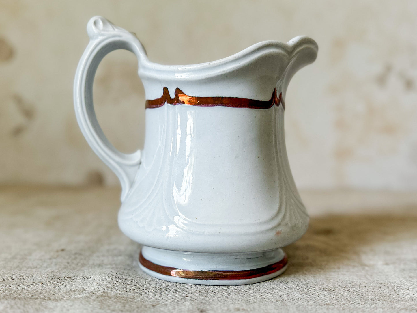 Antique Ironstone Pitcher - Niagra Shape by E. Walley, c1860