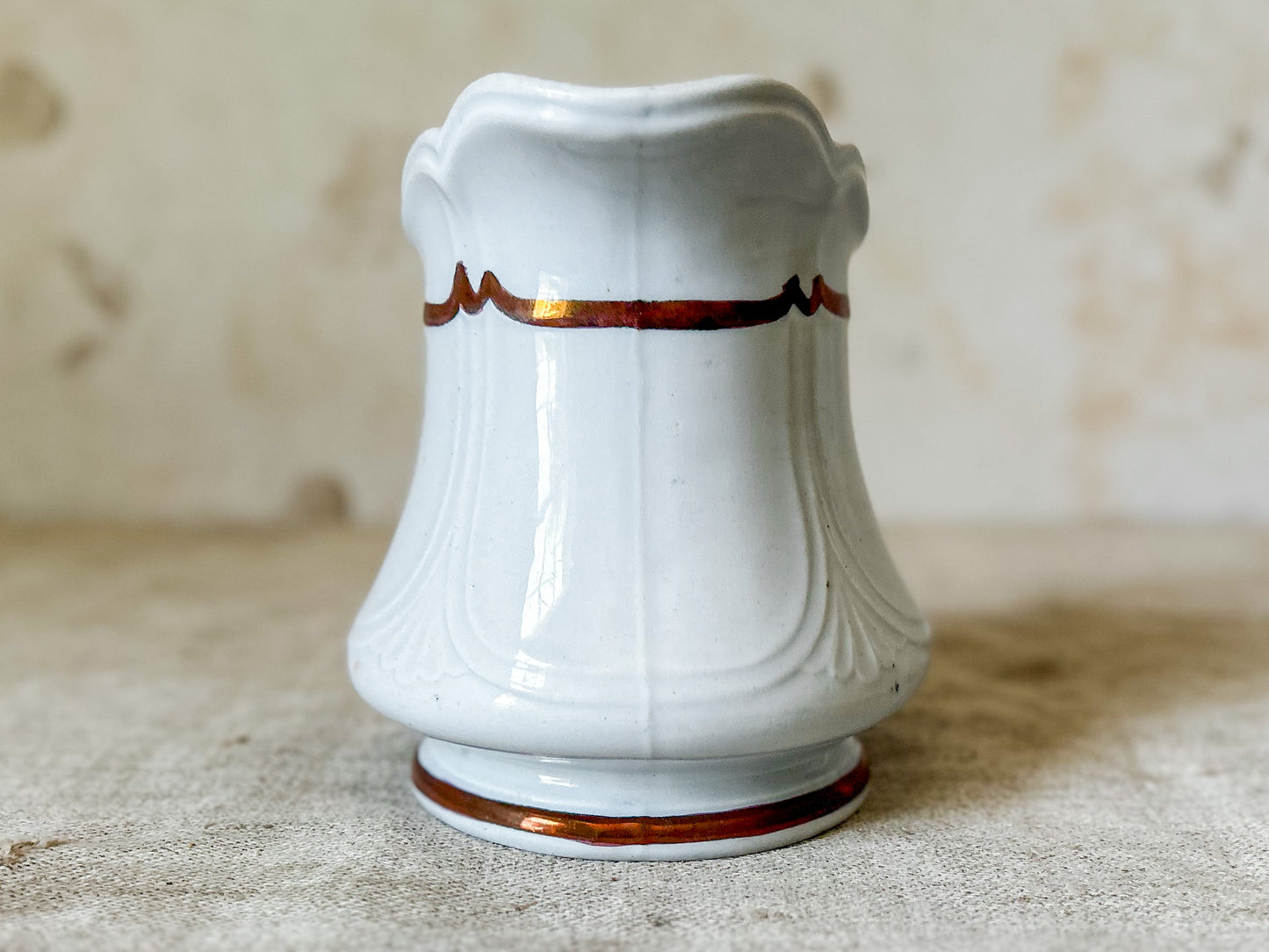 Antique Ironstone Pitcher - Niagra Shape by E. Walley, c1860