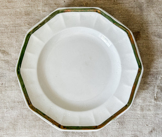 Antique Copper Luster Ironstone Plate by E. Walley, c1860