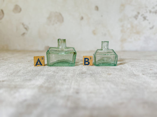 CHOICE Antique English Glass Inkwells with Pen Rests