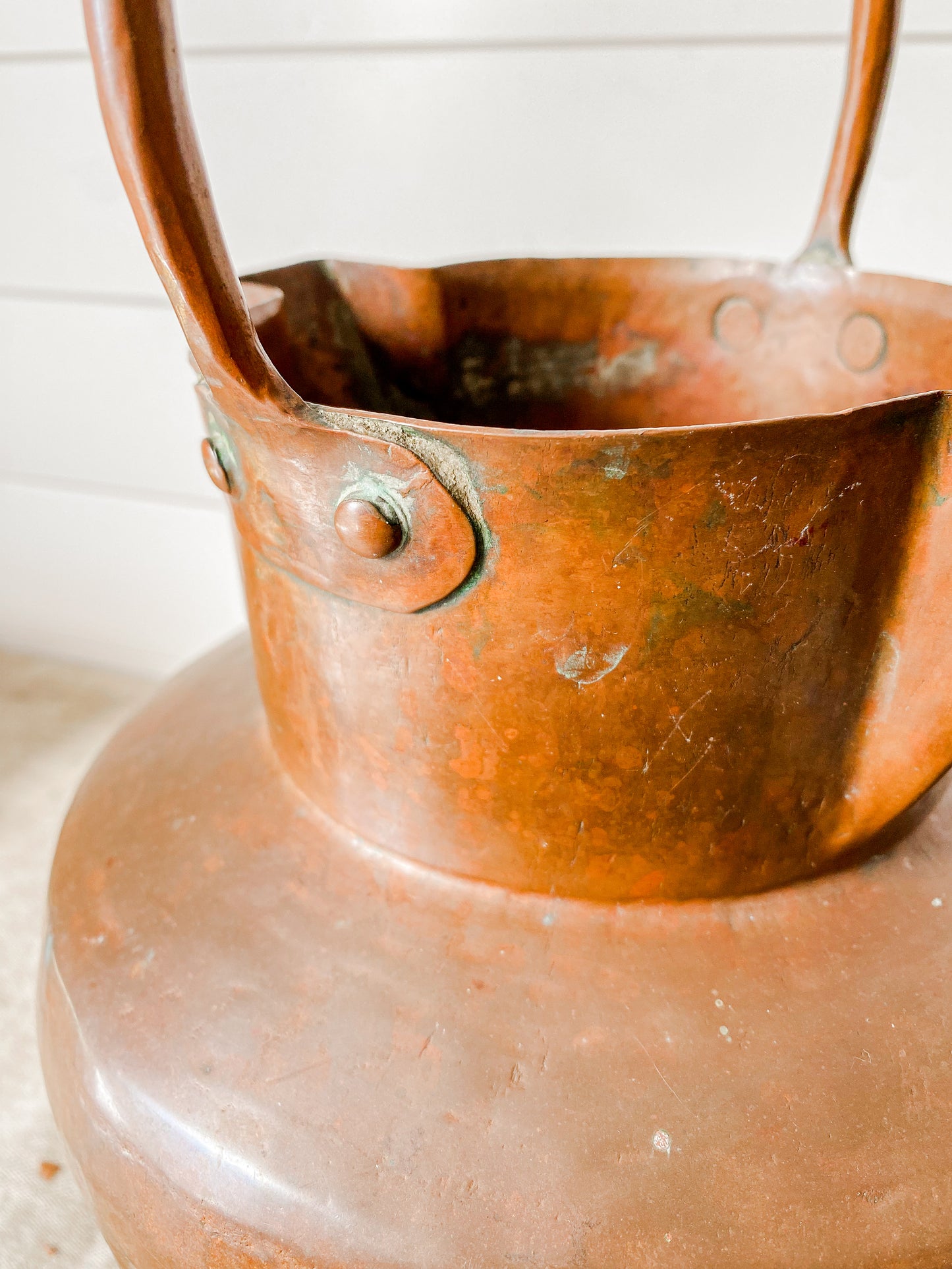 Antique Primitive Copper Water Jug with Double Spouts