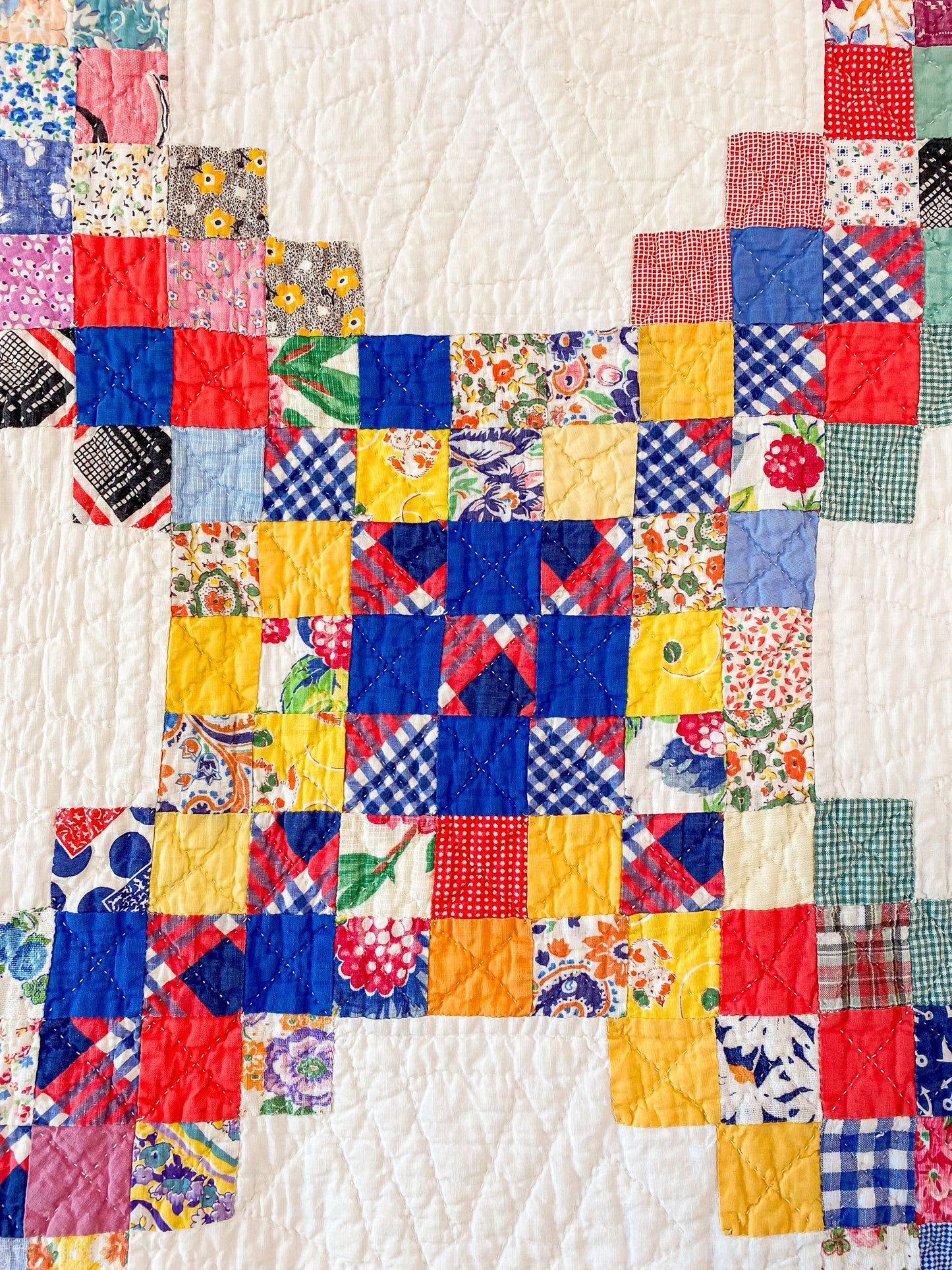 Vintage Scrappy Triple Irish Chain Quilt, c1930