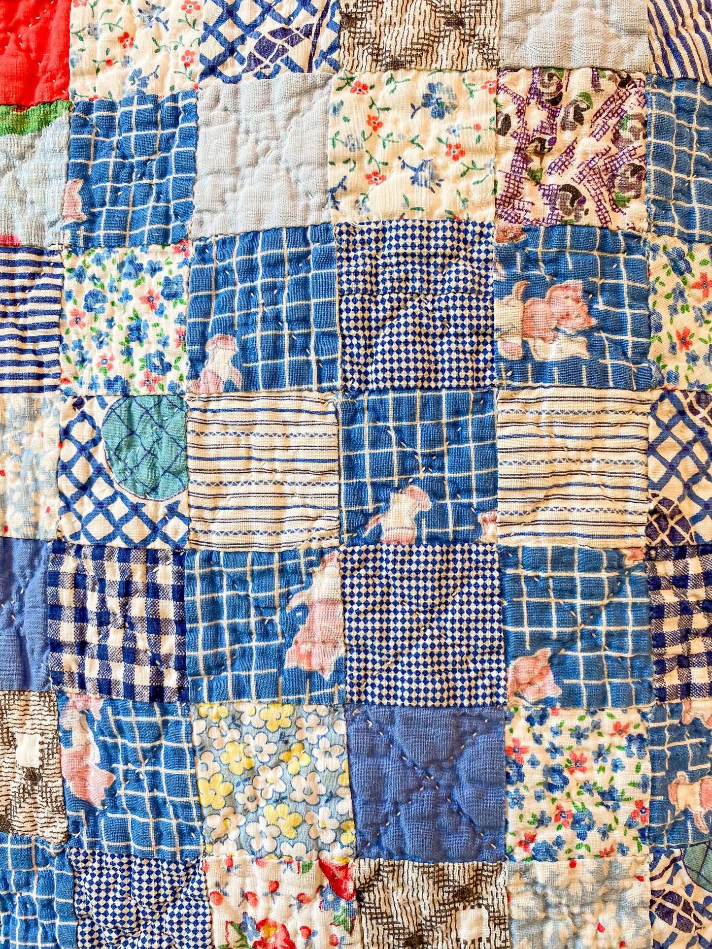 Vintage Scrappy Triple Irish Chain Quilt, c1930