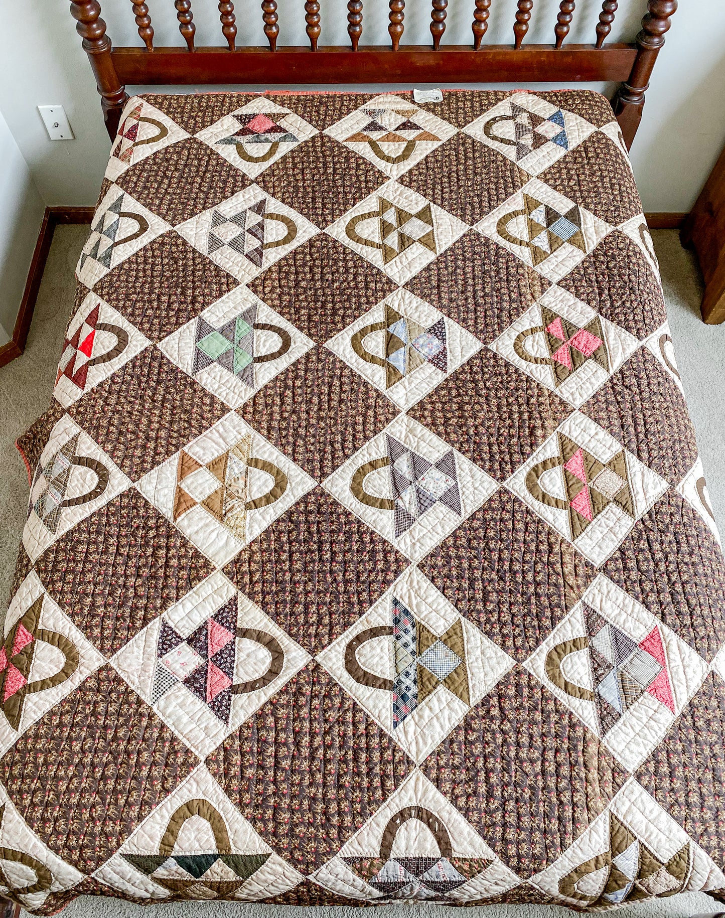 Antique Basket Quilt with Maker’s Note, c1890