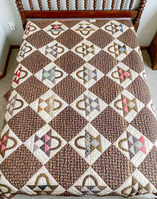 Antique Basket Quilt with Maker’s Note, c1890