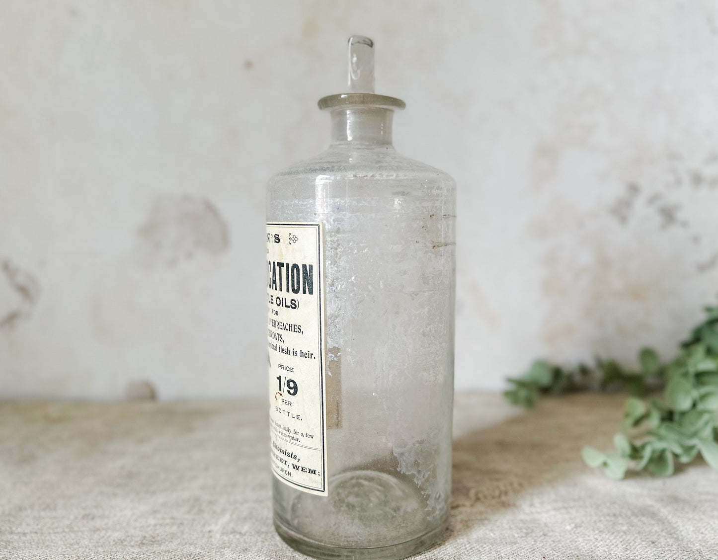Morgan’s White Embrocation Horse & Cattle Oil Glass Jar with Stopper