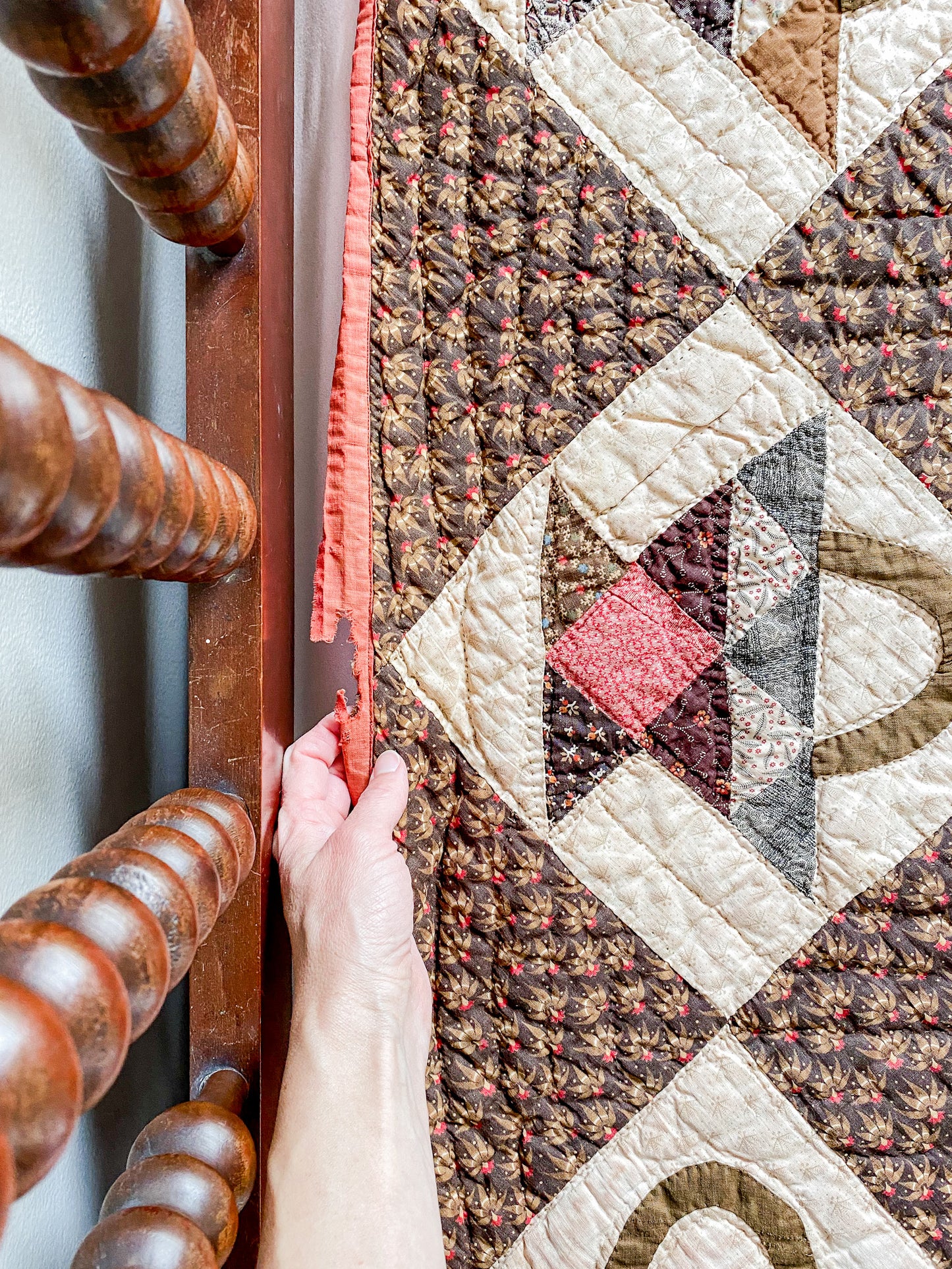 Antique Basket Quilt with Maker’s Note, c1890