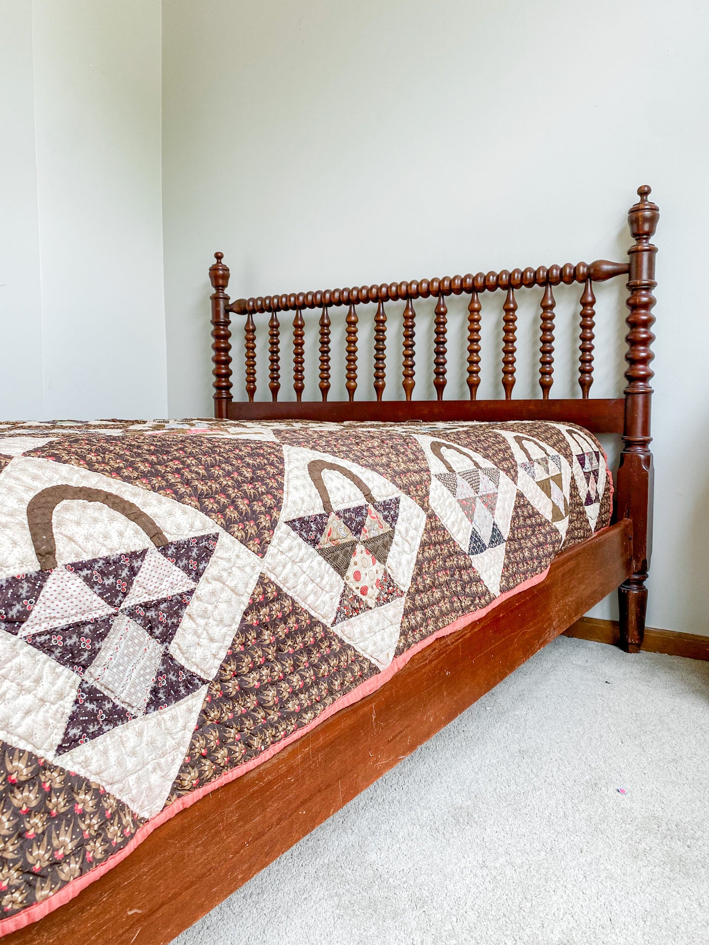 Antique Basket Quilt with Maker’s Note, c1890