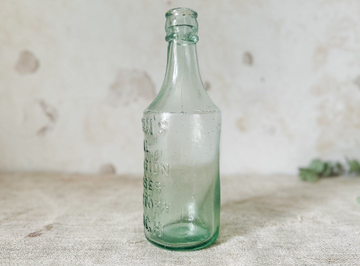 Ellmans Royal Horse Embrocation Aqua Glass Bottle