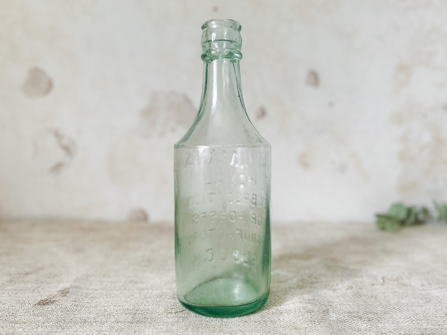 Ellmans Royal Horse Embrocation Aqua Glass Bottle