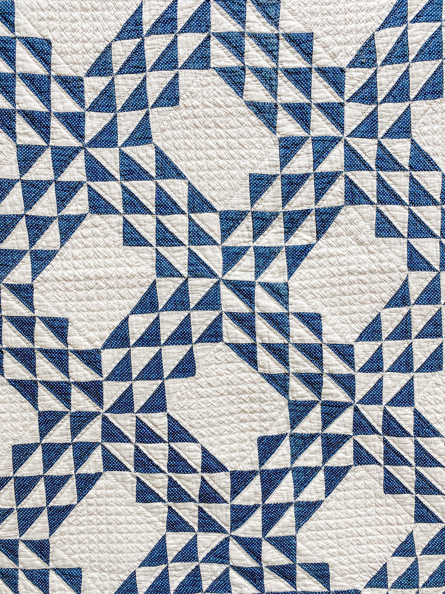 Antique Blue and White Ocean Wave Quilt, c1910