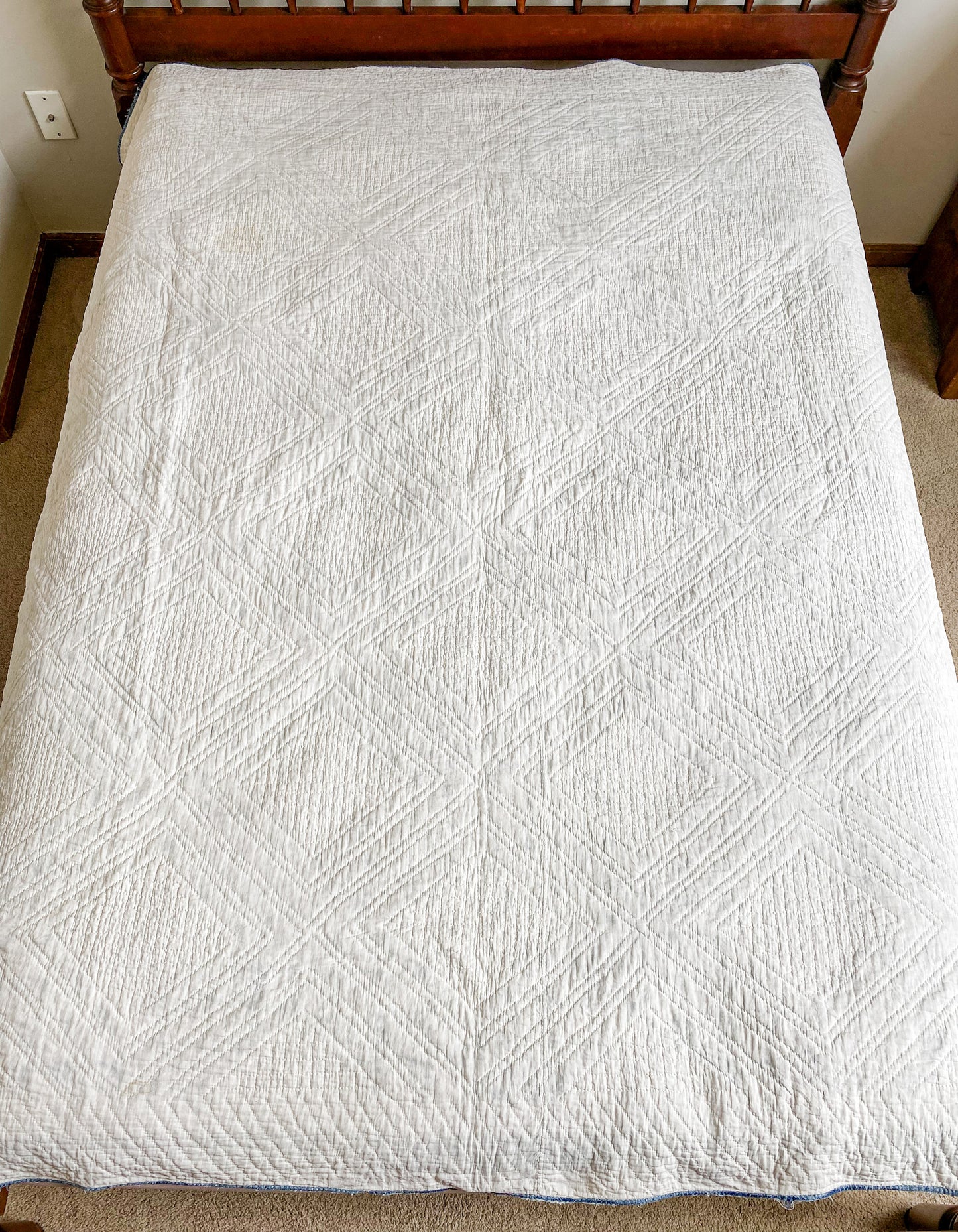 Antique Blue and White Ocean Wave Quilt, c1910