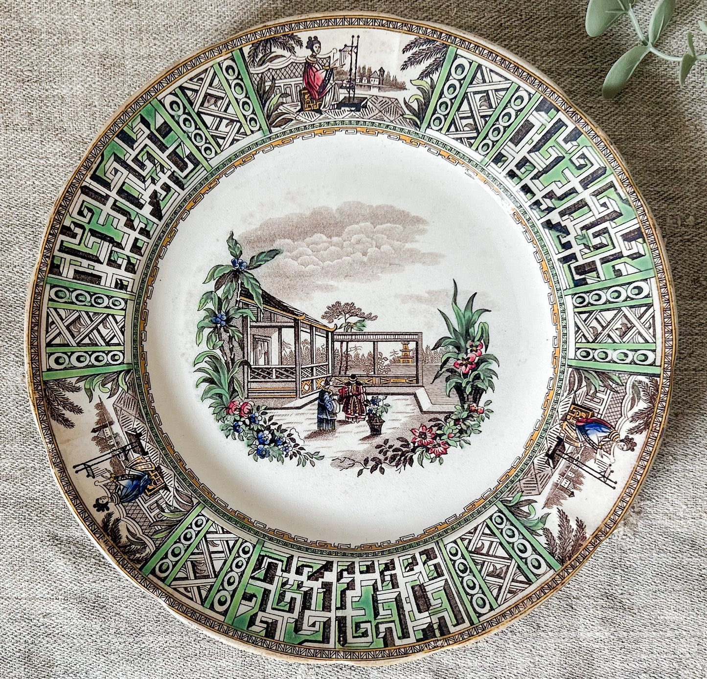 Antique Copeland & Garrett Late Spode New Fayence 9" Dinner Plate, c1840