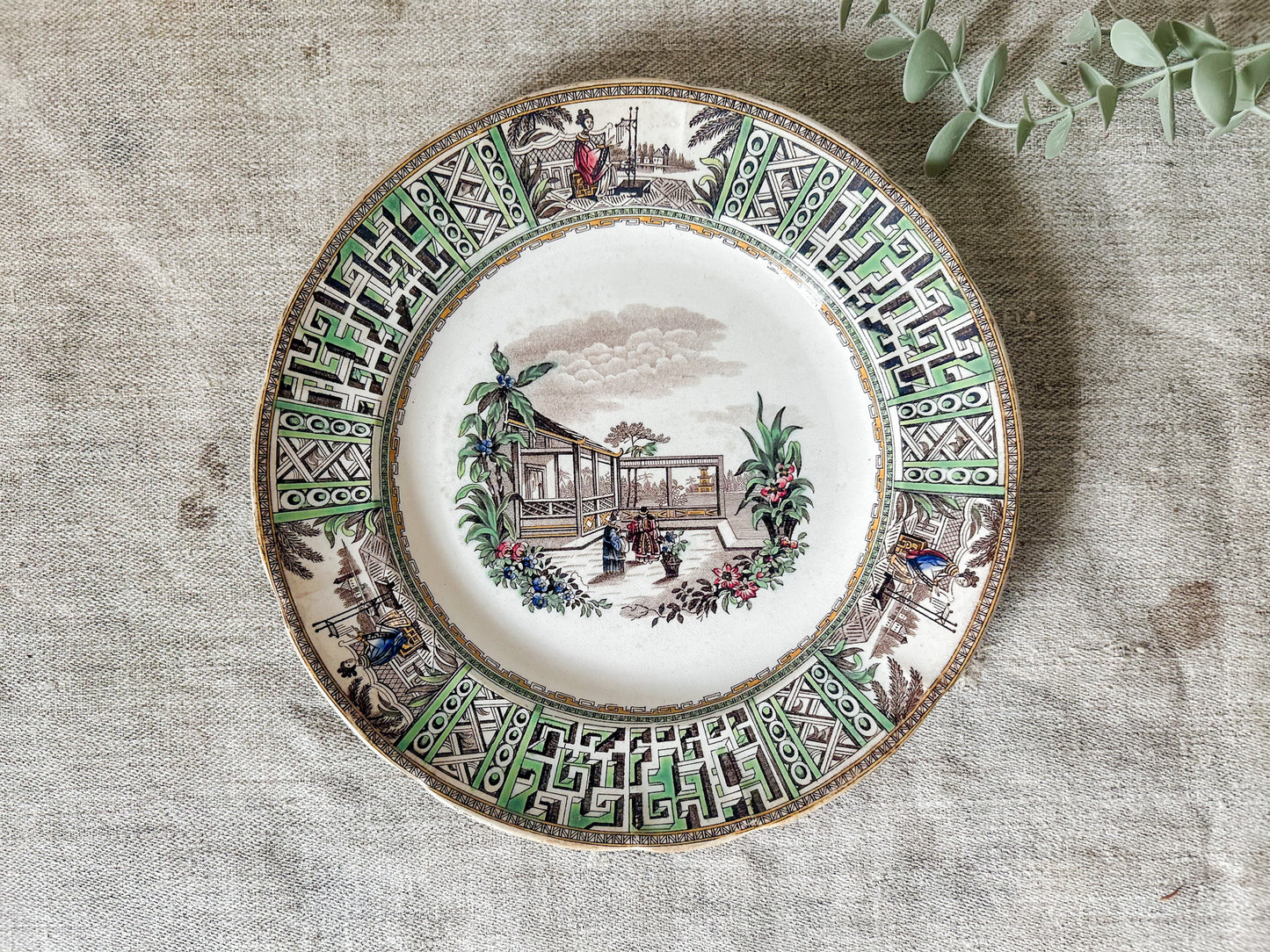Antique Copeland & Garrett Late Spode New Fayence 9" Dinner Plate, c1840