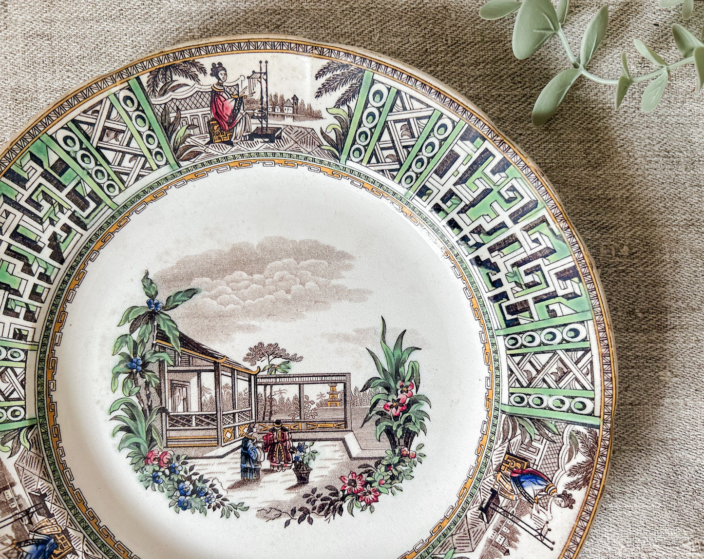 Antique Copeland & Garrett Late Spode New Fayence 9" Dinner Plate, c1840