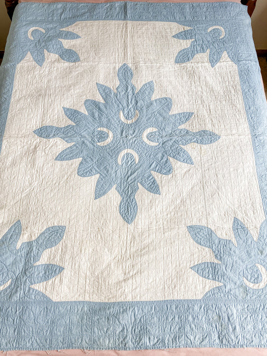 Vintage Blue and White Papercut Child’s Quilt
